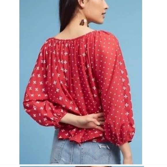 Anthropologie kopal boho luma peasant boho polka dot top xs - Picture 2 of 11